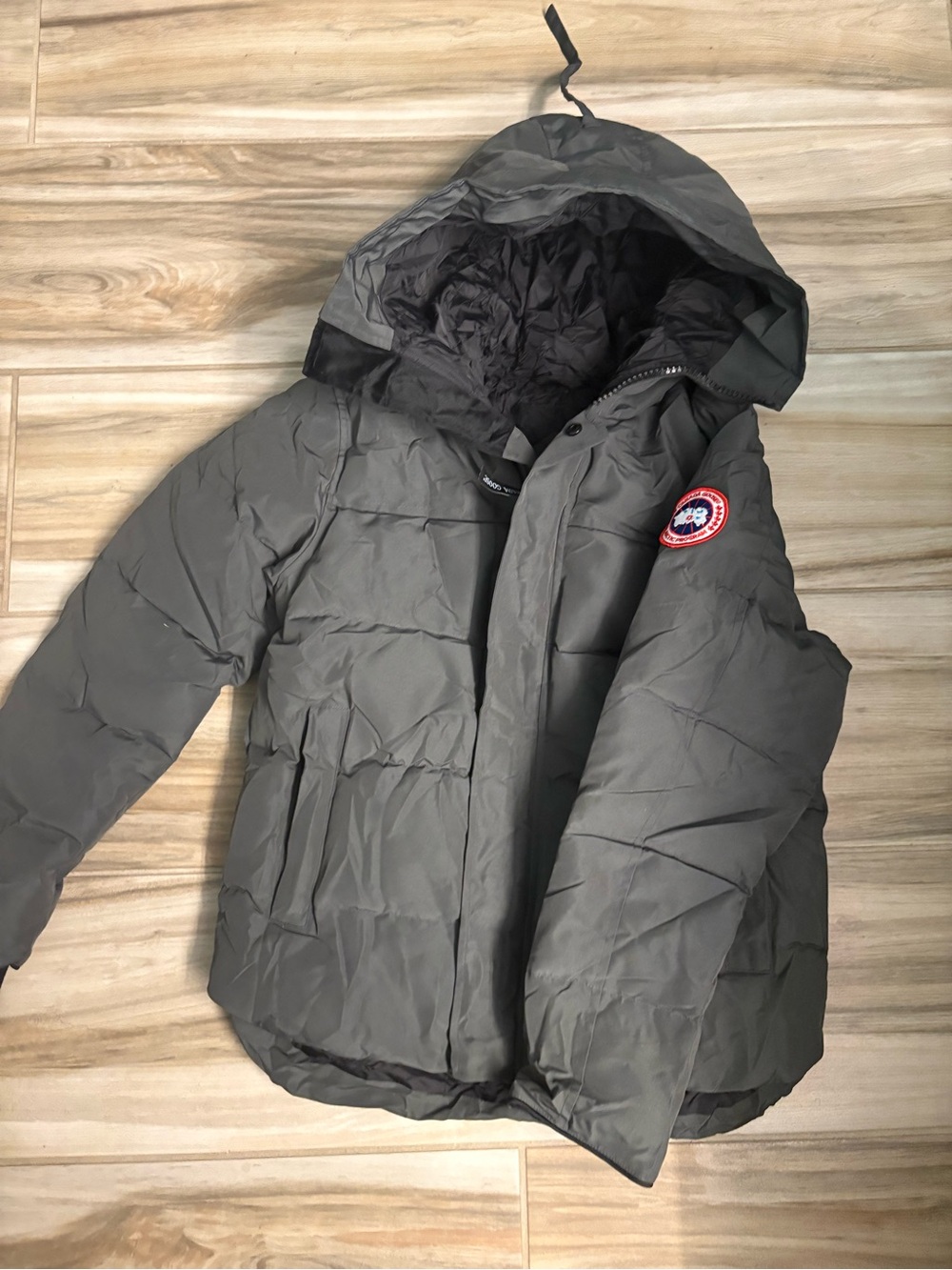 Canada Goose Gray Hooded Puffer Jacket